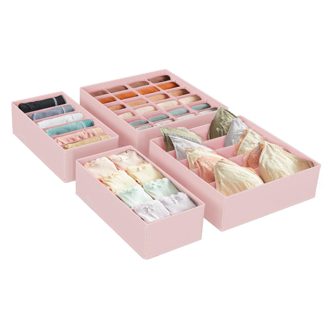 SONGMICS Unterwäsche-Organizer 4er Set, Schubladen-Organizer, faltbar, Ordnungssystem Kleiderschrank