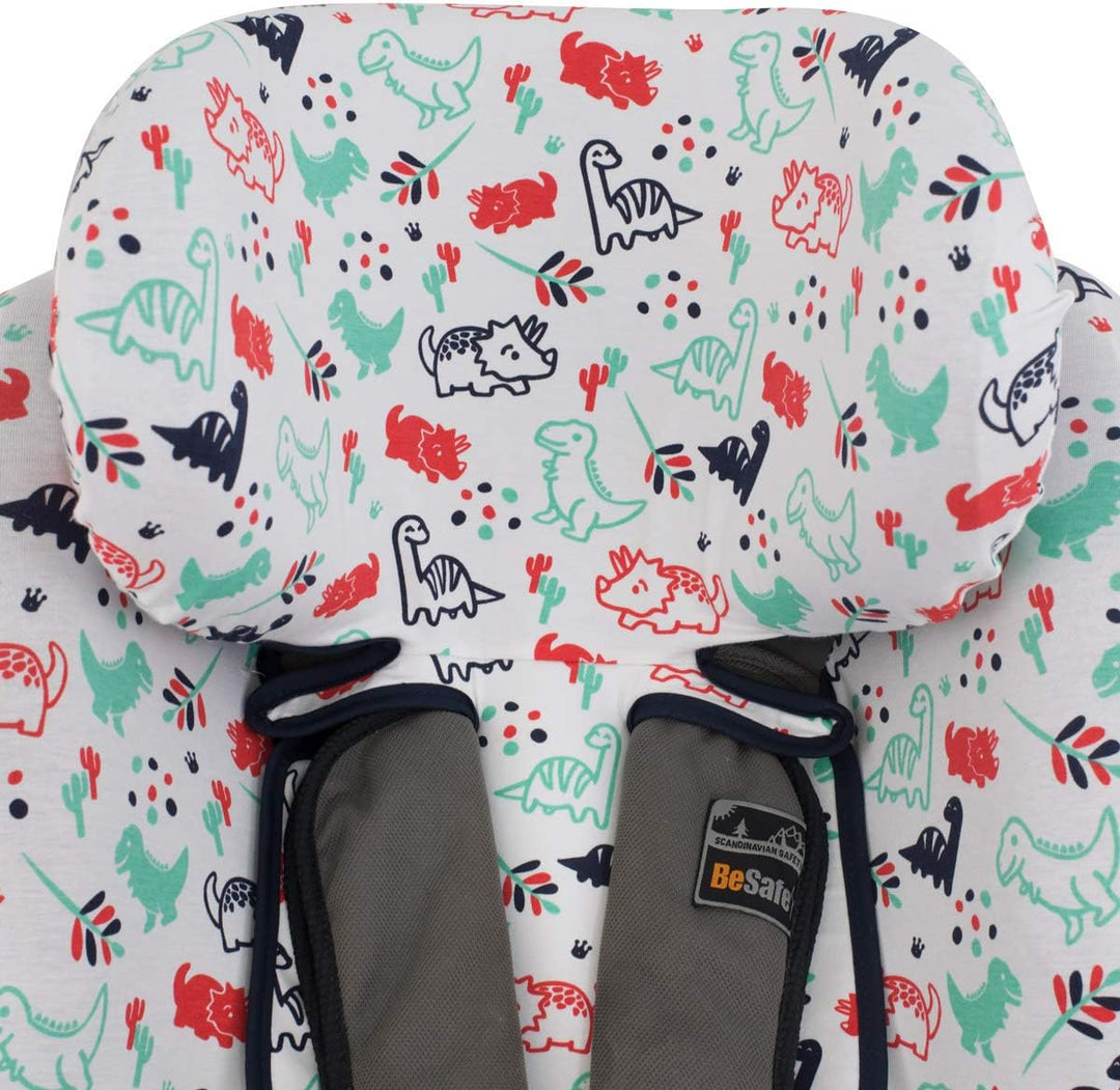 JYOKO Kids Bezug für Autositze kompatibel mit Besafe Izi Plus (Dino Party), Dino Party