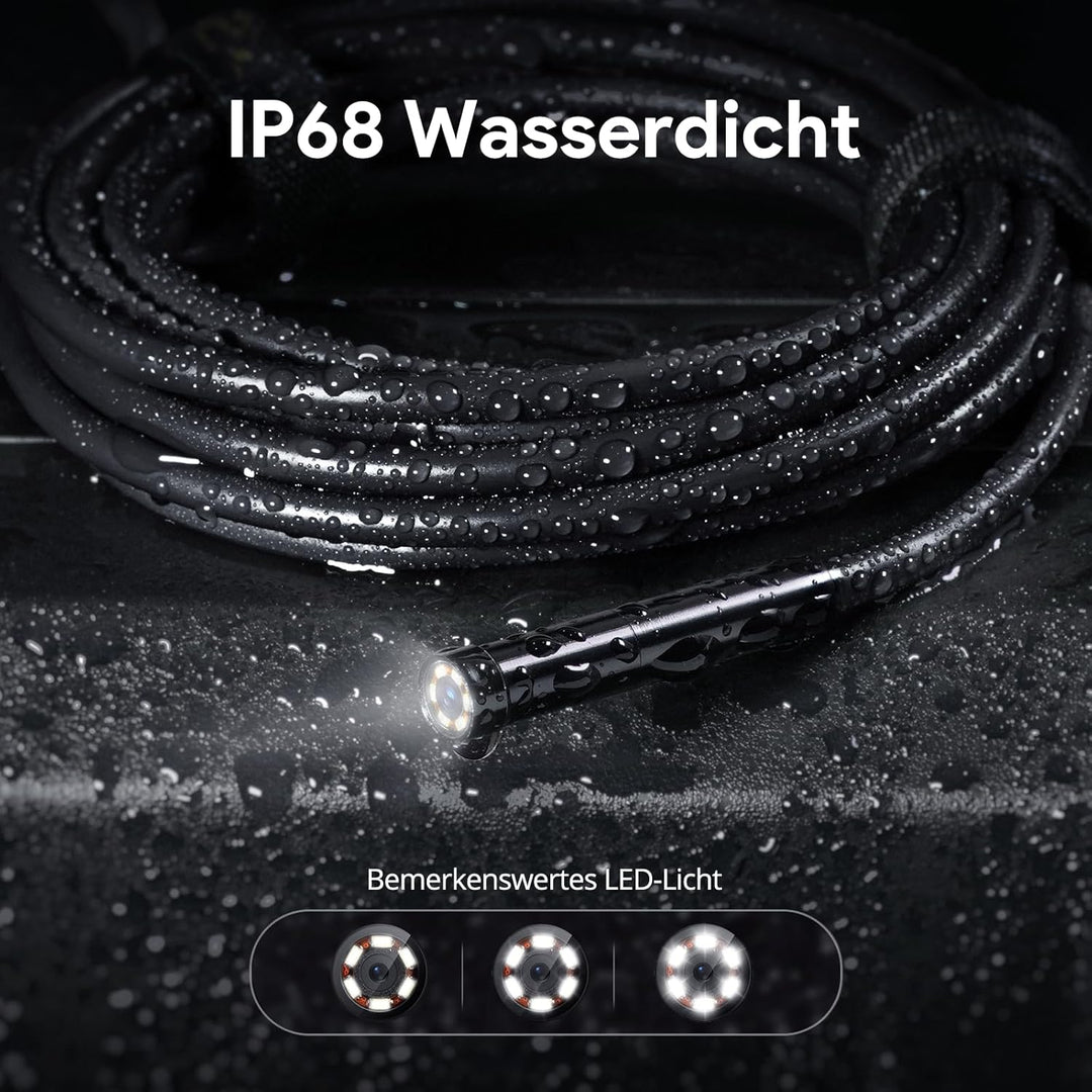 Endoskopkamera mit Licht, DEPSTECH 1080P Dual Lens Endoskop 5,0 Zoll IPS Bildschirm Inspektionskamer