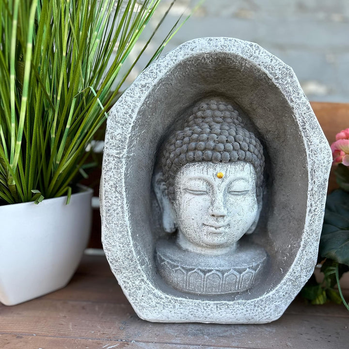 stoneandstyle Steinfigur Meditationsstein Shiva Kopf frostfest wetterfest Steinguss