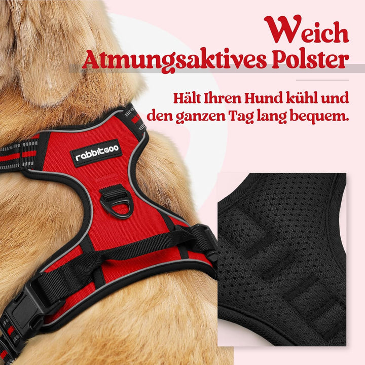rabbitgoo Hundegeschirr Mittelgrosse Hunde Anti Zug Geschirr Hund mit Kontrolle No Pull Verstellbar