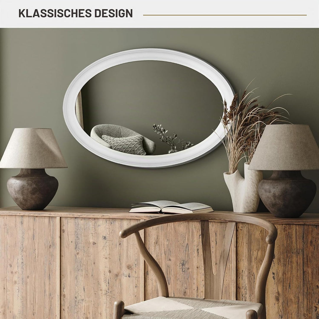 MCS 20458 Wandspiegel oval 53,3 x 78,9 cm weiss Ohne Perlen 21 x 31 Inch Weiss, Ohne Perlen 21 x 31