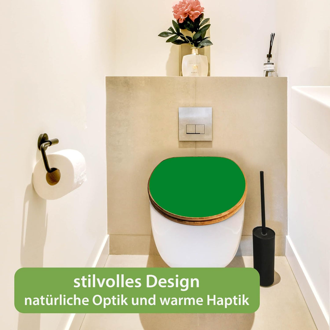 banjado Design WC Sitz Bambus Absenkautomatik 45,8x37,5cm - Toilettendeckel mit Absenkautomatik Holz