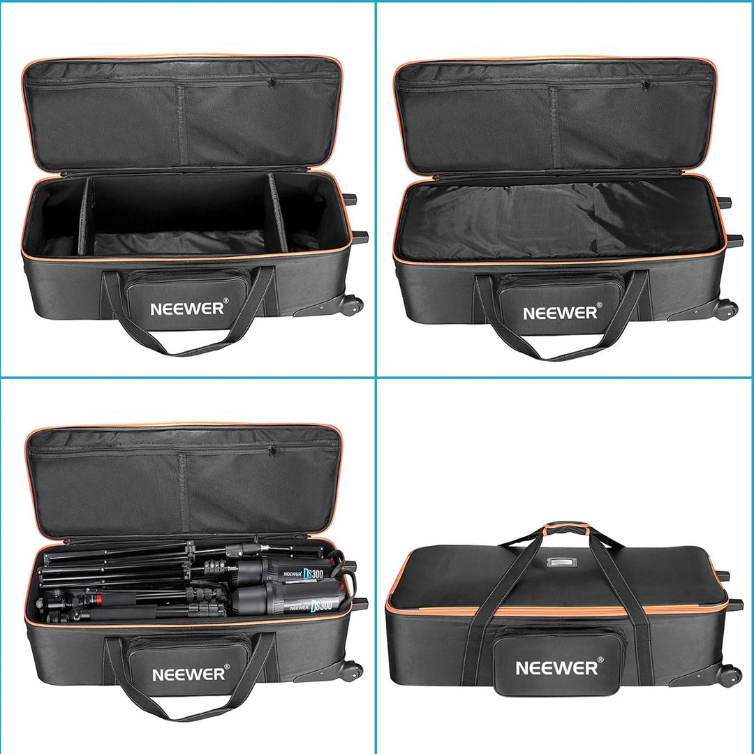 Neewer Trolley für Fotoausrüstung 96x39x29cm mit Riemen gepolstertem Fach Rollen und Tragegriff für