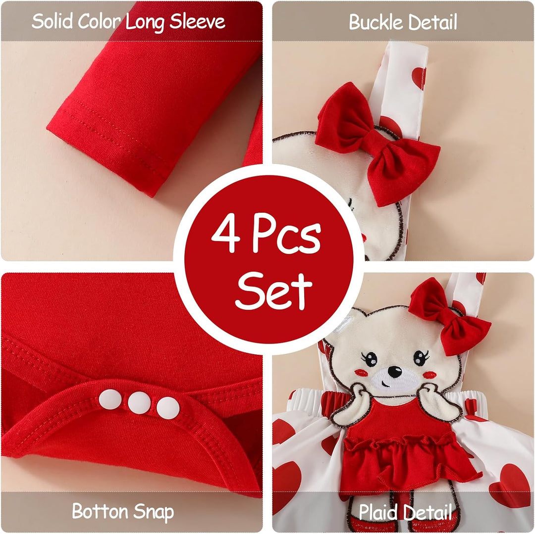 Neugeborenes Baby Mädchen Röcke Sets Rüschen Top + Plaid/Dots/Bowknot Overalls Hosenträger Kleid + S