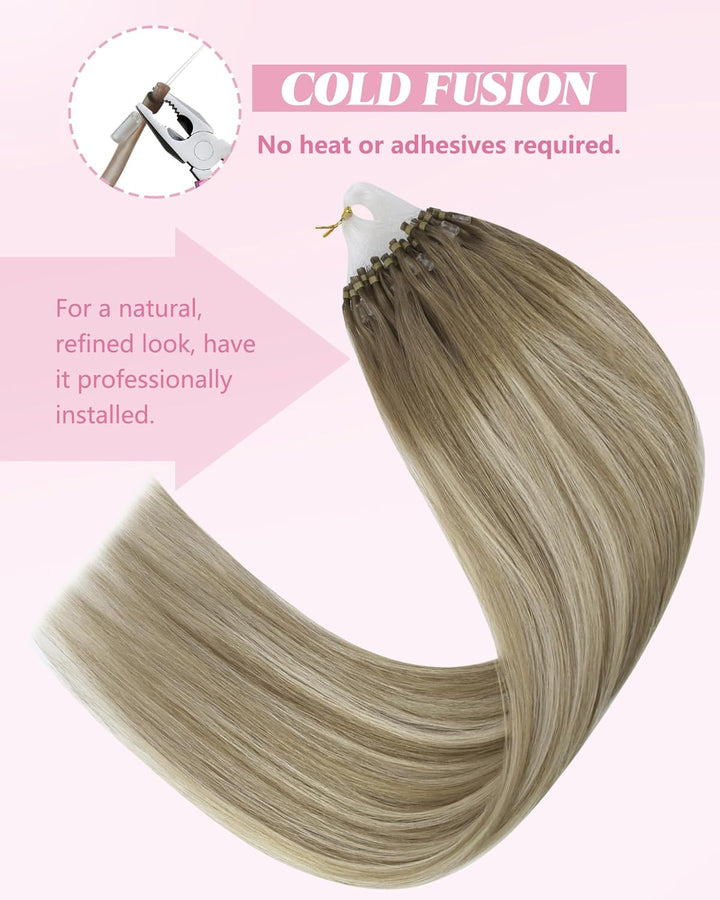 YoungSee Microring Extensions Ombre 60 cm Microring Extensions Echthaar 1g Ombre Micro Loop Extensio