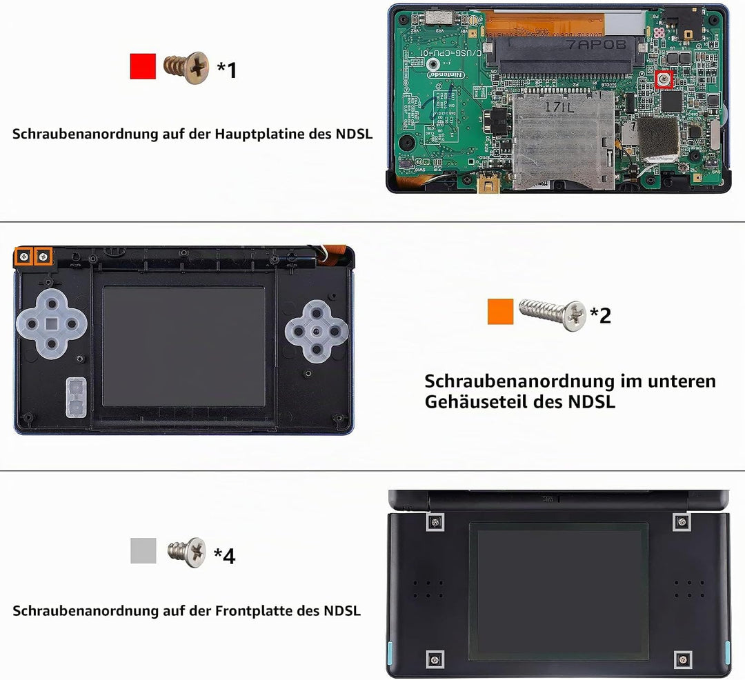 eXtremeRate Ersatz Gehäuse Case für Nintendo DS Lite NDSL, Voll Hülle&amp;Knöpfen&amp;Screen Protector Shell