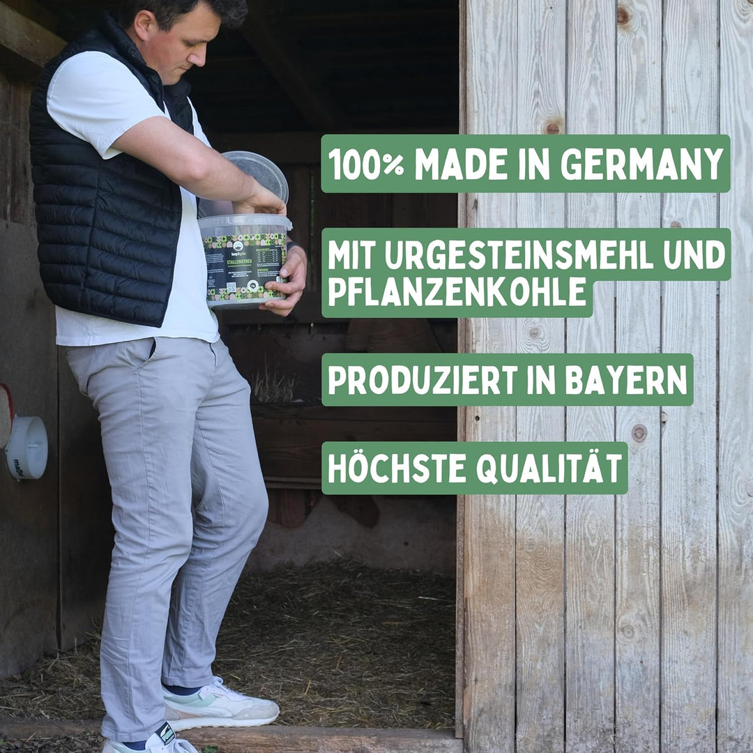 Premium Stalleinstreu (5kg) - aus Pflanzenkohle und Urgesteinsmehl - optimal für Hühner & Pferde - n