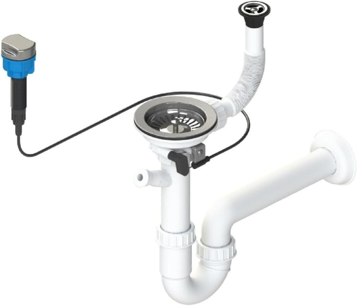 GRANMASTER Siphon Küchenspüle Automatischer 1-Kammer Raumsparsiphon mit überlauf auf der Abtropfscha