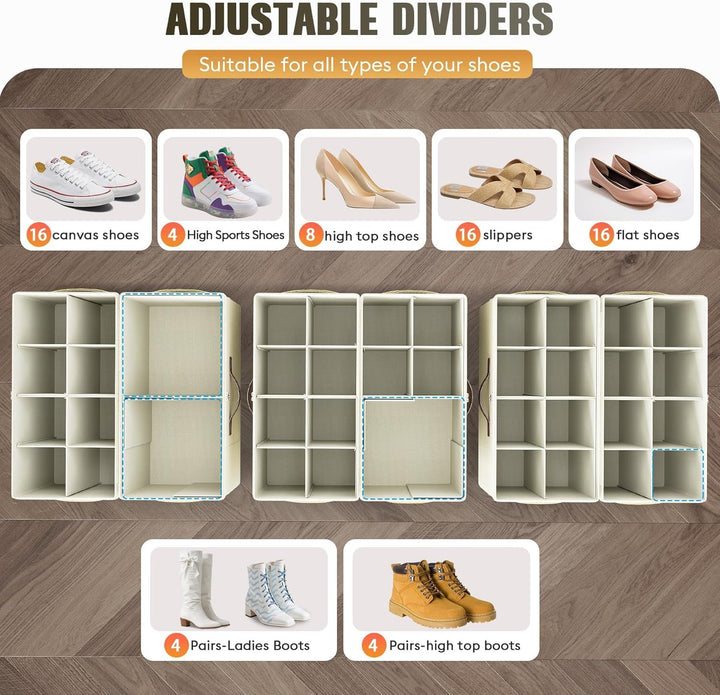 Verstellbare Schuh-Aufbewahrungsbox mit transparenter Oberseite, faltbarer Schuh-Organizer mit Trenn