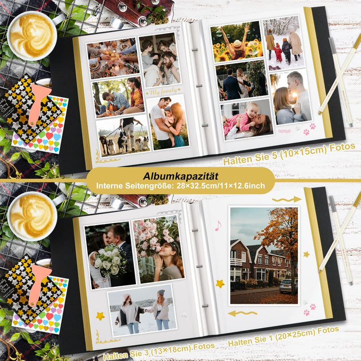 Lanpn Fotoalbum Selbstklebend Einkleben Scrapbook, Leinen Gross Weisse Seiten Fotobuch zum Selbstges