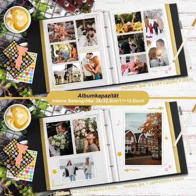 Lanpn Fotoalbum Selbstklebend Einkleben Scrapbook, Leinen Gross Weisse Seiten Fotobuch zum Selbstges