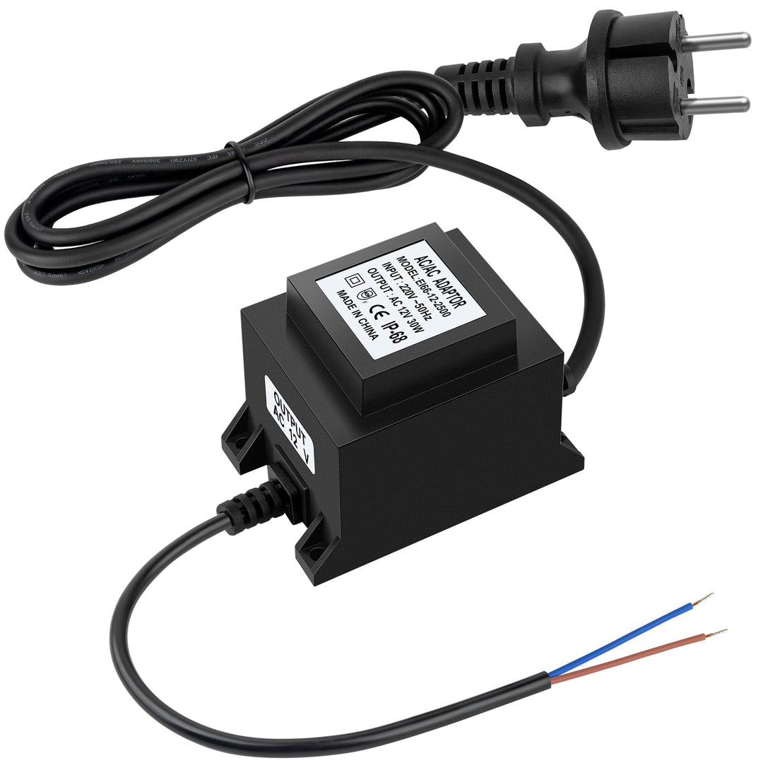 Karyoosi LED Trafo 12V Netzteil AC/AC 30W 2.5A, Aussen Stecker Netzteil Transformator IP68 für LED-B
