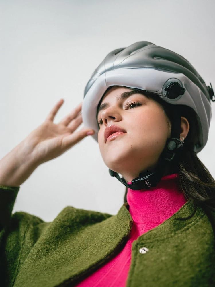 Airnoggin - Inflatable Helmet, Foldable & Portable Adult Helmet for Bike & Scooter Riders Silberfarb