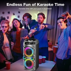 Karaoke-Maschine mit 2 kabellosen Mikrofonen, tragbares PA-System Grosser Bluetooth-Lautsprecher mit