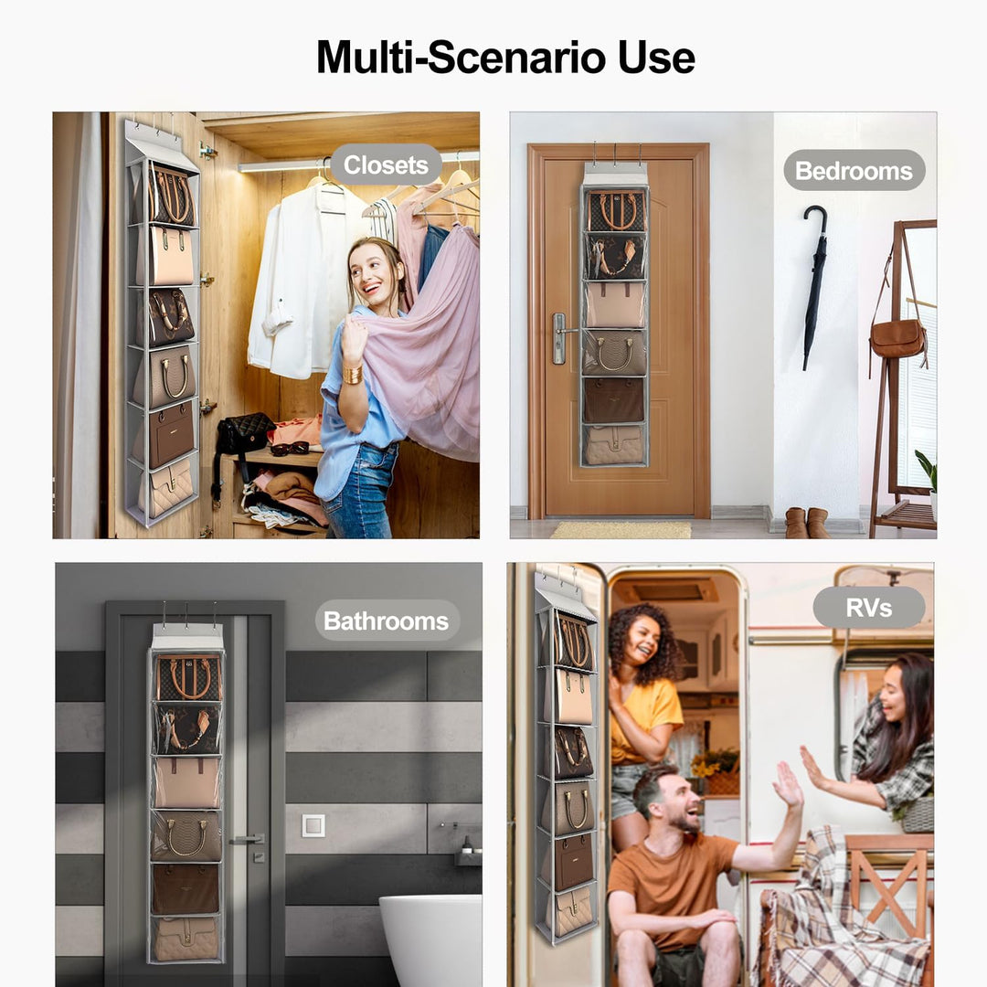 Lirex Geldbörsen-Organizer, 6 Taschen Handtaschen-Organizer mit Reissverschluss zum Aufhängen, für S