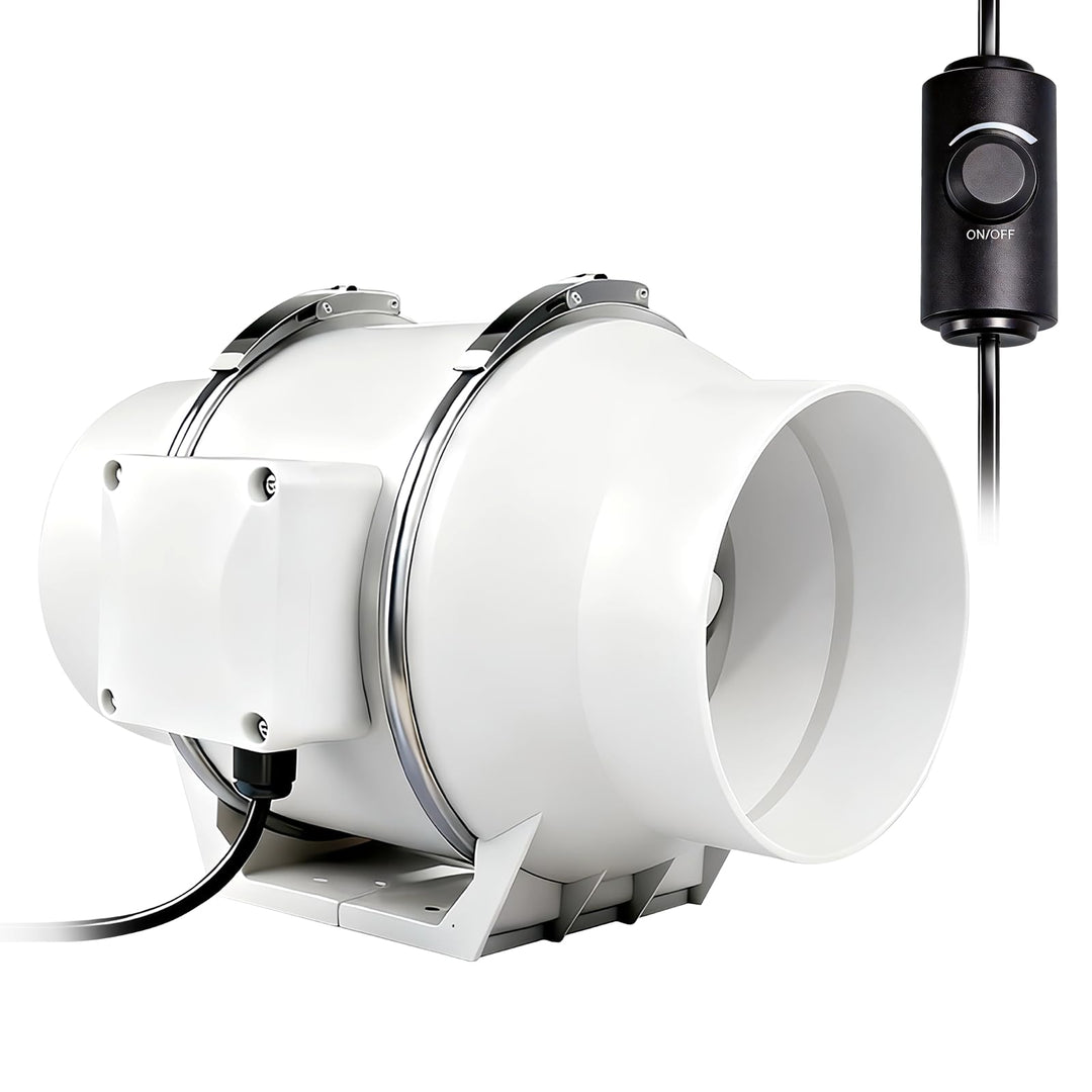 Regelbar Rohrventilator 100mm, 220 m³/h, Drehzahlgeregelt Rohrlüfter mit Stecker für Growzelt, Indoo