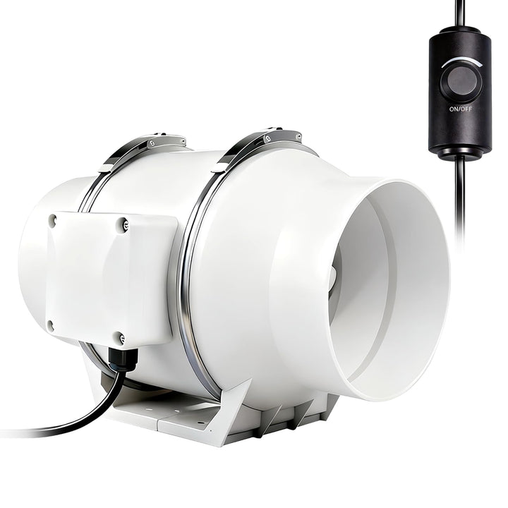 Regelbar Rohrventilator 100mm, 220 m³/h, Drehzahlgeregelt Rohrlüfter mit Stecker für Growzelt, Indoo