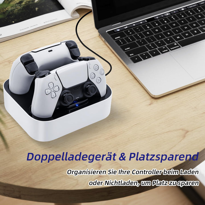 Mcbazel Ladestation PS5 Controller, PS5, Doppel-Ladegerät, Schutz gegen Überhitzung, dreifacher Schu