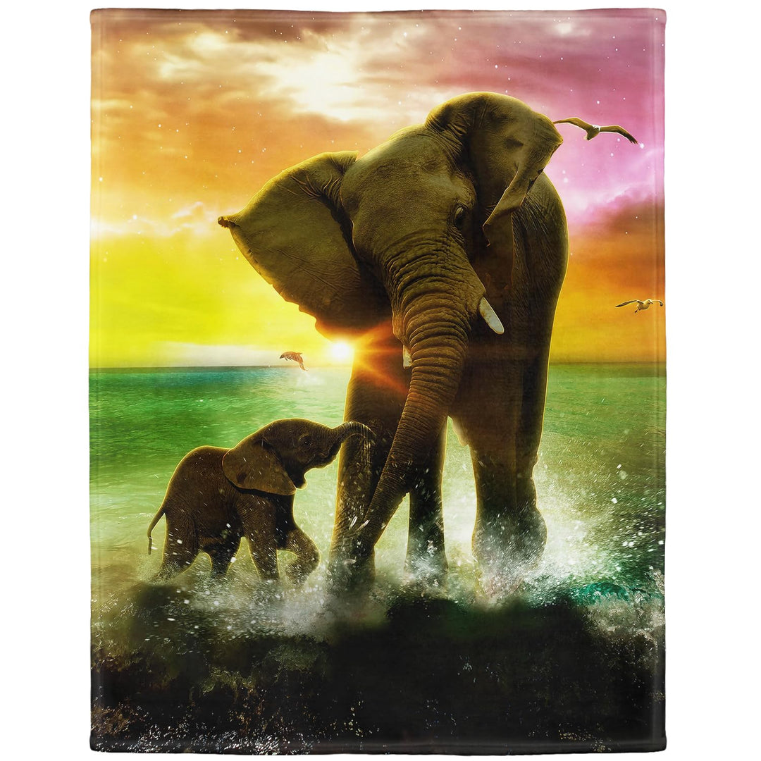 YISUMEI - 150 x 200 cm Decke - Elefant Zeichnung Fleecedecke,Kaschmir-Gefühl Kuscheldecke Geeignet f
