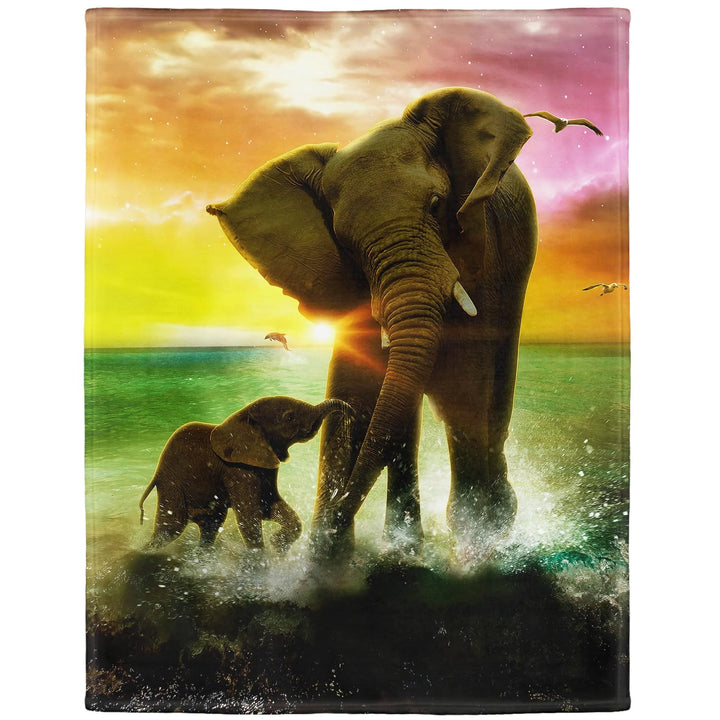 YISUMEI - 150 x 200 cm Decke - Elefant Zeichnung Fleecedecke,Kaschmir-Gefühl Kuscheldecke Geeignet f