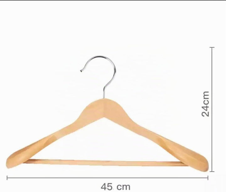 10 Stück Massivholz Kleiderbügel für Anzüge – Extra Breite Schultern, rutschfest, 360° Drehbarer Hak