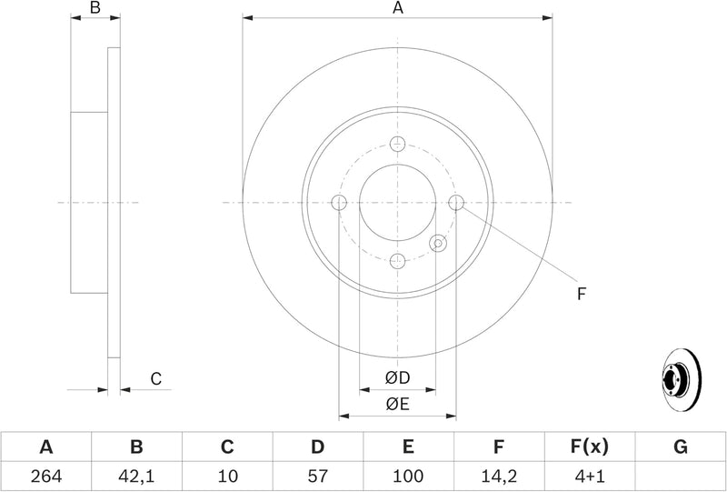 Bosch BD1080 Bremsscheiben - Hinterachse - ECE-R90 Zertifizierung - zwei Bremsscheiben pro Set