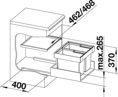 BLANCO FLEXON II 50/2 | Abfall Müllsystem | für 50 cm breite Unterschränke | System zum Einbau in Sc