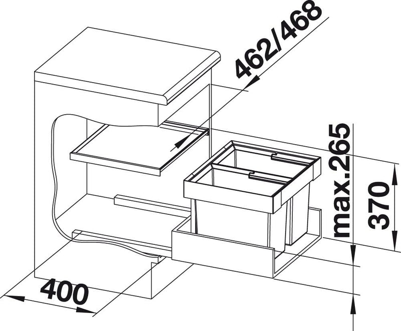 BLANCO FLEXON II 50/2 | Abfall Müllsystem | für 50 cm breite Unterschränke | System zum Einbau in Sc