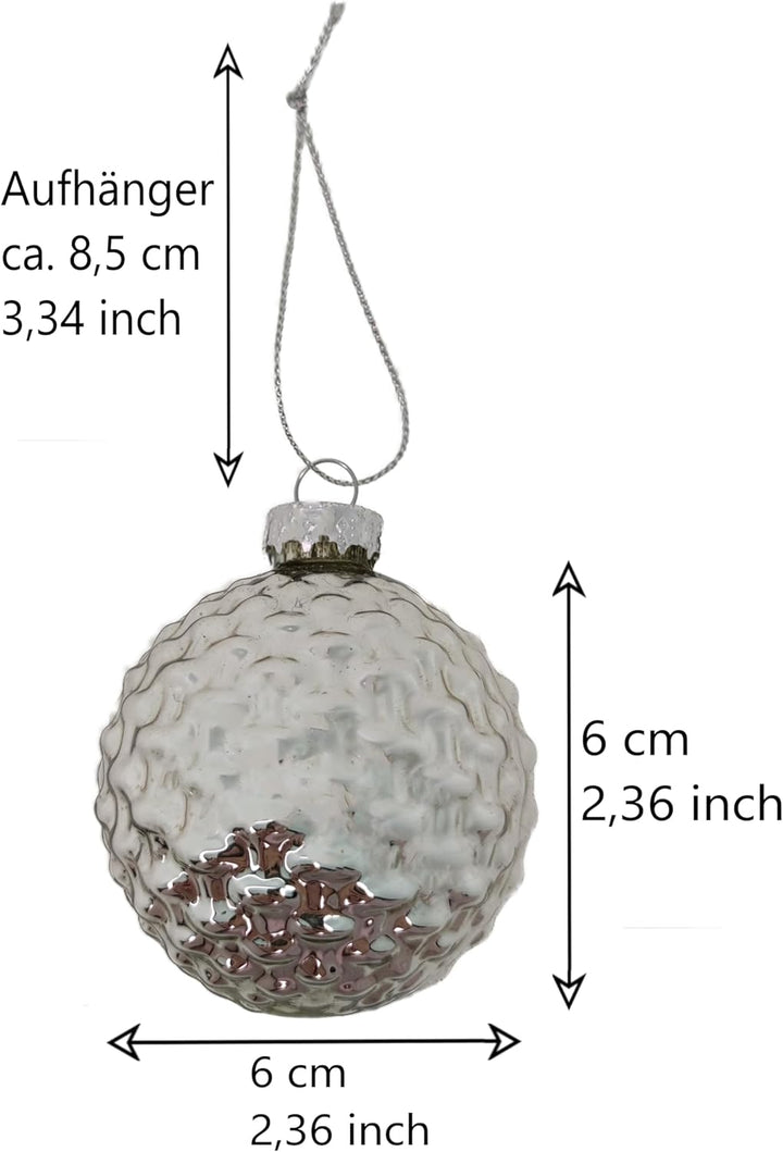 MC-Trend 12er Set edle Luxus Glas Weihnachtskugeln Ø 6cm Weihnachtsbaum Kugeln Christbaumkugeln Weih