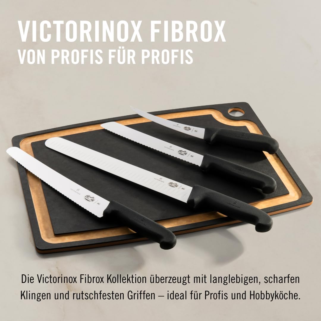 Victorinox Fibrox Brotmesser mit Wellenschliff, Scharfes Küchenmesser für Kuchen und Backwaren, 21 c