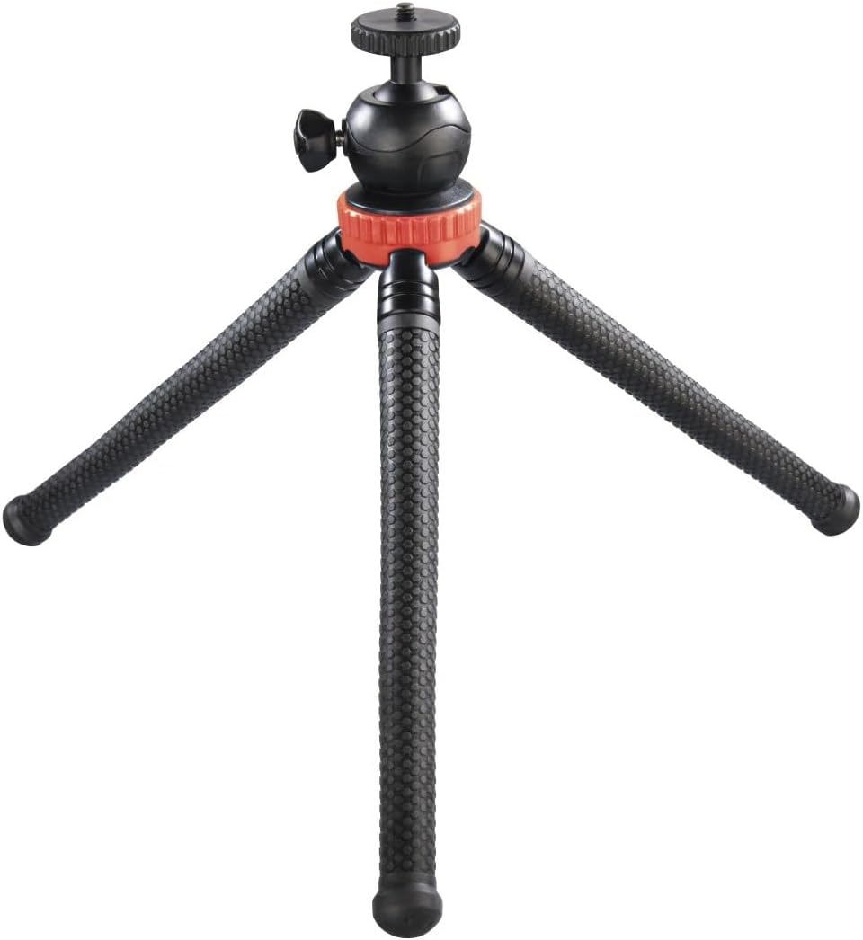 Hama Stativ Flexpro (für Smartphone, GoPro und Kameras, mit Gelenkfüssen, Höhe 27 cm) schwarz/rot sc