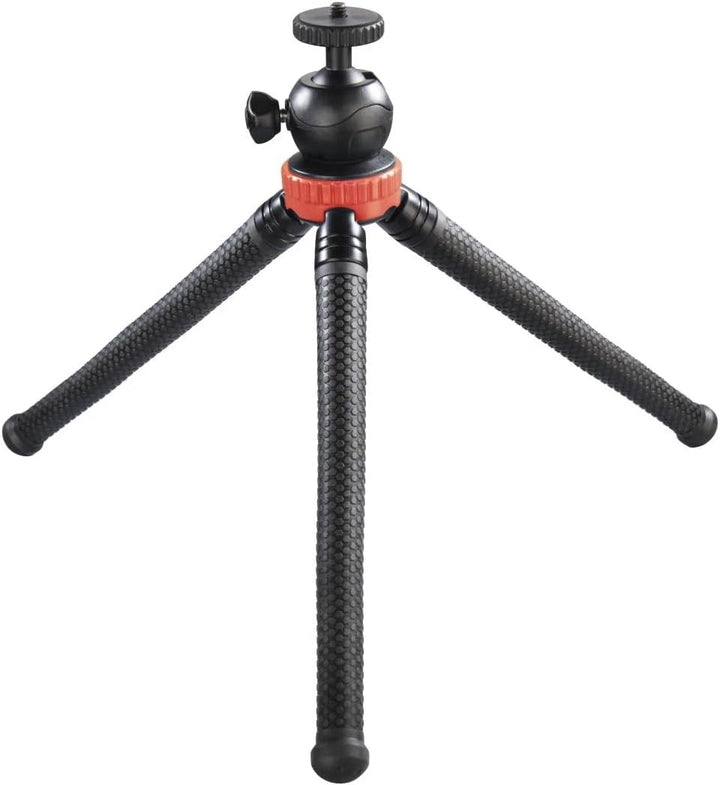 Hama Stativ Flexpro (für Smartphone, GoPro und Kameras, mit Gelenkfüssen, Höhe 27 cm) schwarz/rot sc