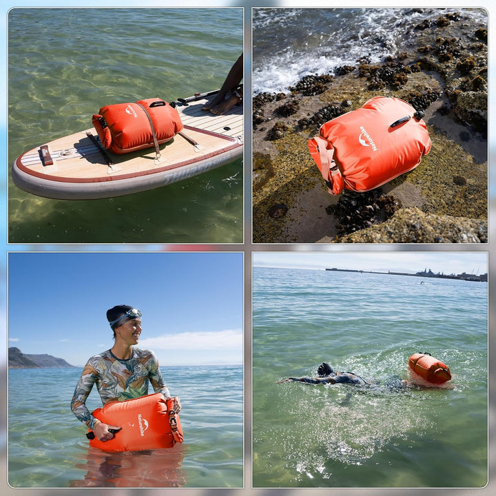 Naturehike 18L Schwimmboje Zwei Airbags Swim Boje Trockensack wasserdichte Strandtasche mit Verstell