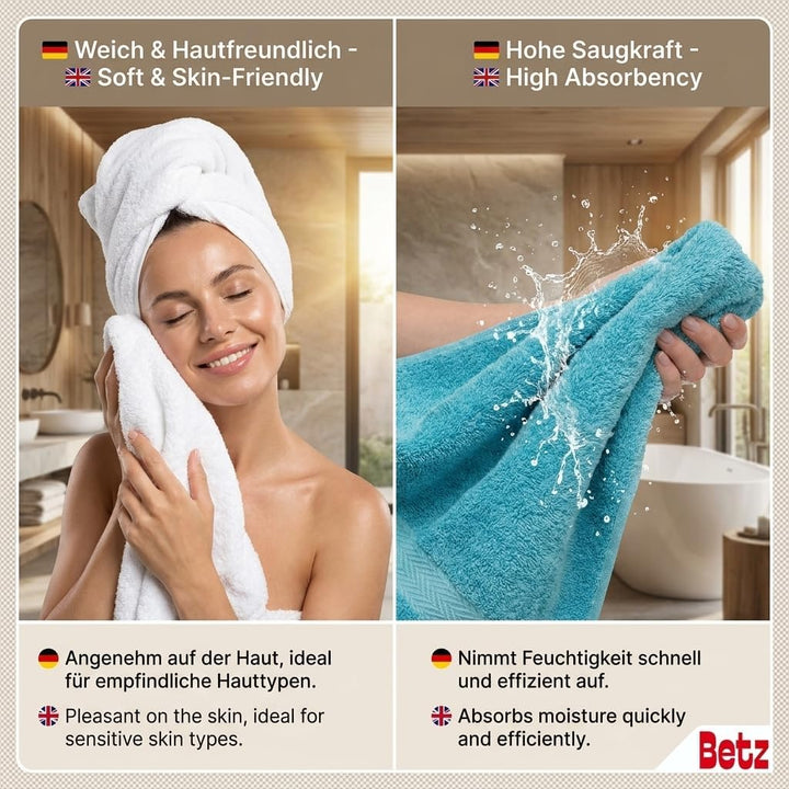 Betz 12-TLG. Handtuch Set Premium 100% Baumwolle 2 Duschtücher 4 Handtücher 2 Gästetücher 2 Seiftüch