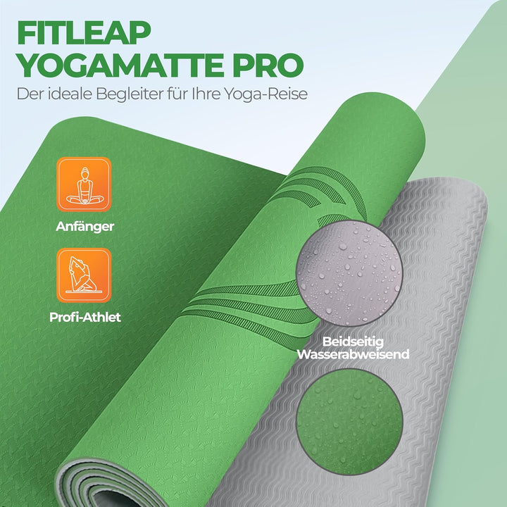 Yoga Matte Pro aus umweltfreundlichem TPE-Schaum, sehr rutschfeste, schadstofffreie, hypoallergene u