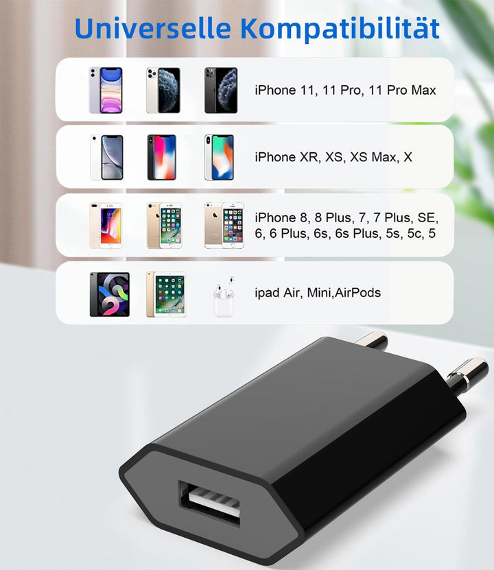 USB Power Supply, 2er Pack USB C Netzteil, 5V 1A USB Ladegeräte für iPhone, Netzstecker für iPhone X