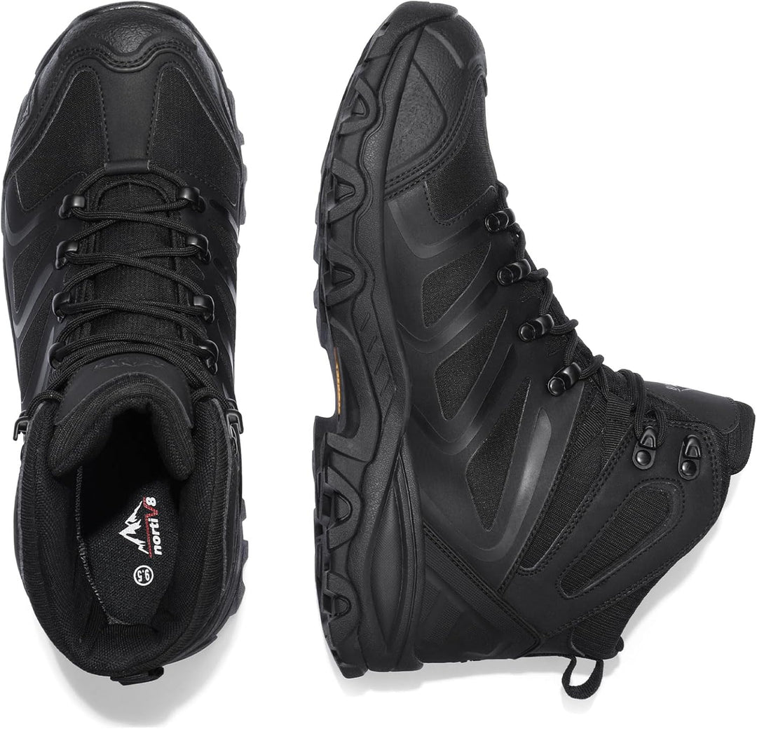 NORTIV 8 Herren-Wanderstiefel, wasserdichte Outdoor-Trekkingstiefel 43 EU Alles Schwarz, 43 EU Alles