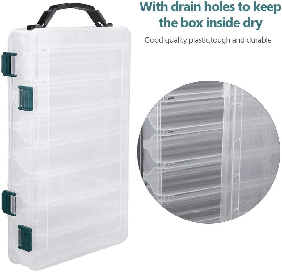 VIFER Köderbox, doppelseitig, Aufbewahrungsbox, Angelköder, Kunststoff, transparent, Organizer, Ange