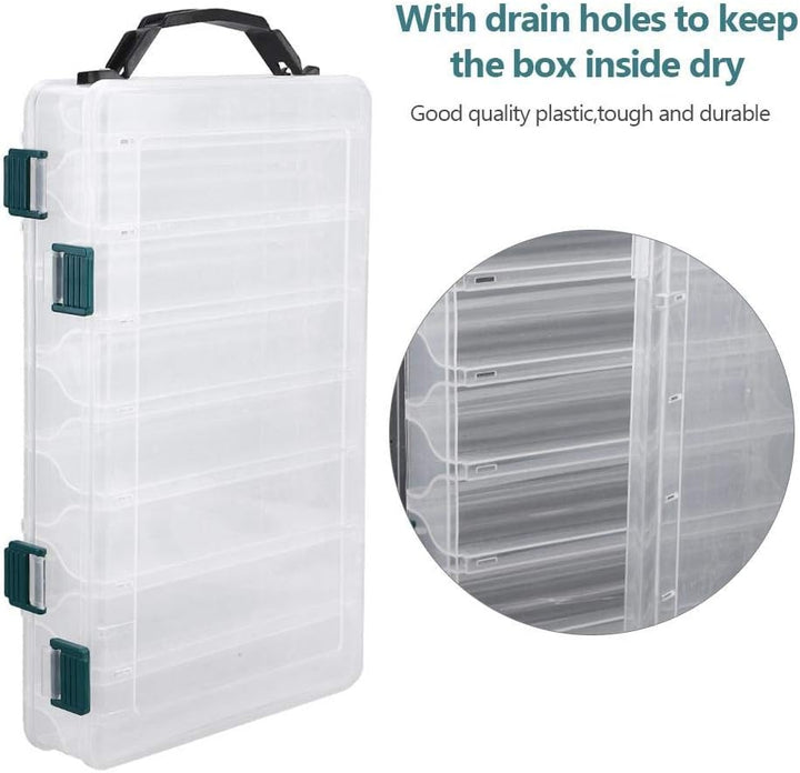 VIFER Köderbox, doppelseitig, Aufbewahrungsbox, Angelköder, Kunststoff, transparent, Organizer, Ange