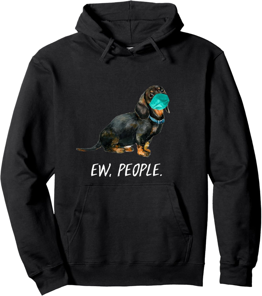 DACKEL mit Gesichtsmaske Mundschutz Hund EW PEOPLE Pullover Hoodie