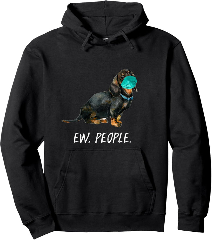 DACKEL mit Gesichtsmaske Mundschutz Hund EW PEOPLE Pullover Hoodie