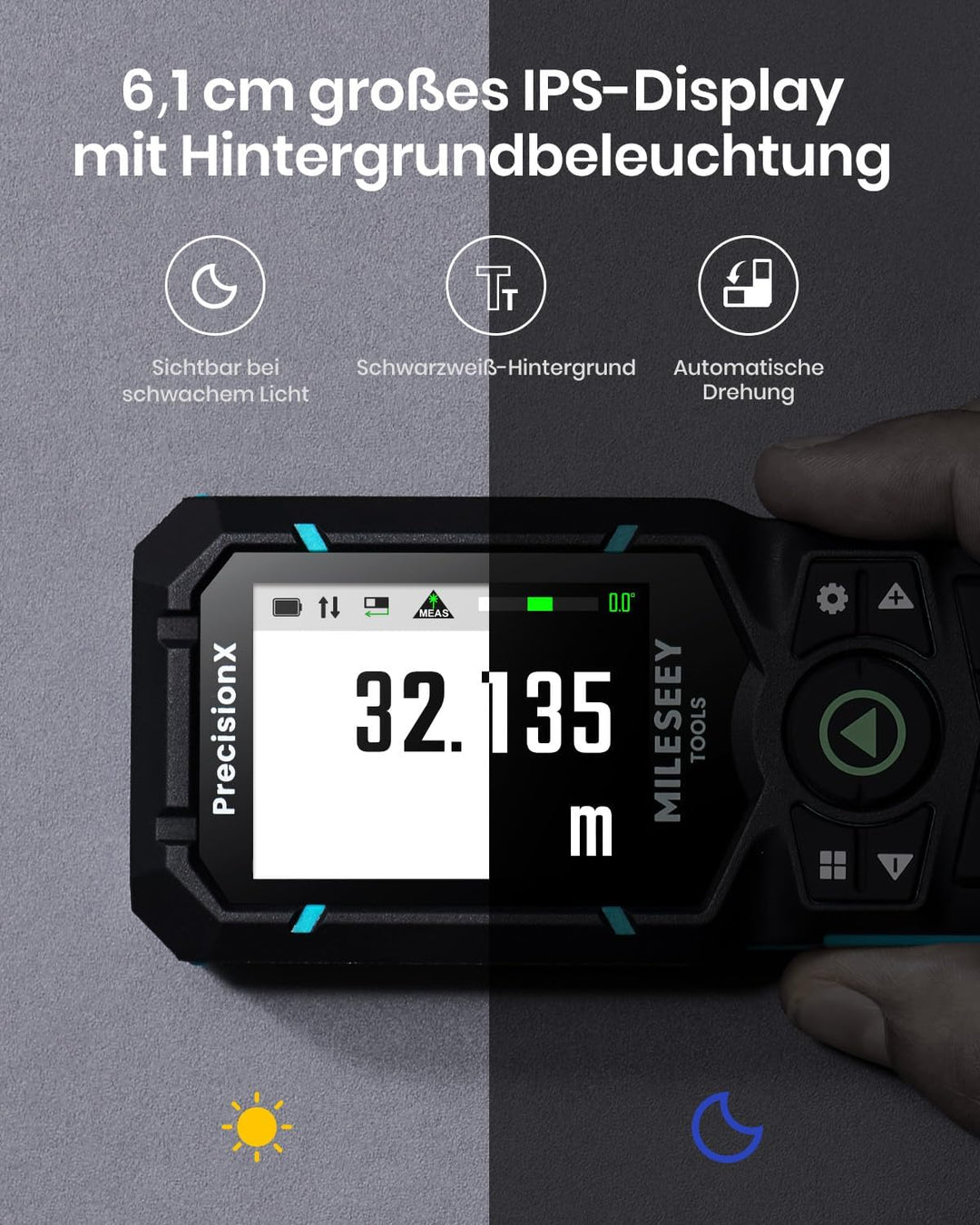 MiLESEEY S50 Laser Entfernungsmesser mit Grünem Strahl, 120 m Lasermessgerät, P2P Laser Messgerät, S