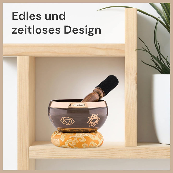 Tibetisches Klangschalen-Set Chakra für Yoga, Meditation und Entspannung - handbemalte Tibetische Kl
