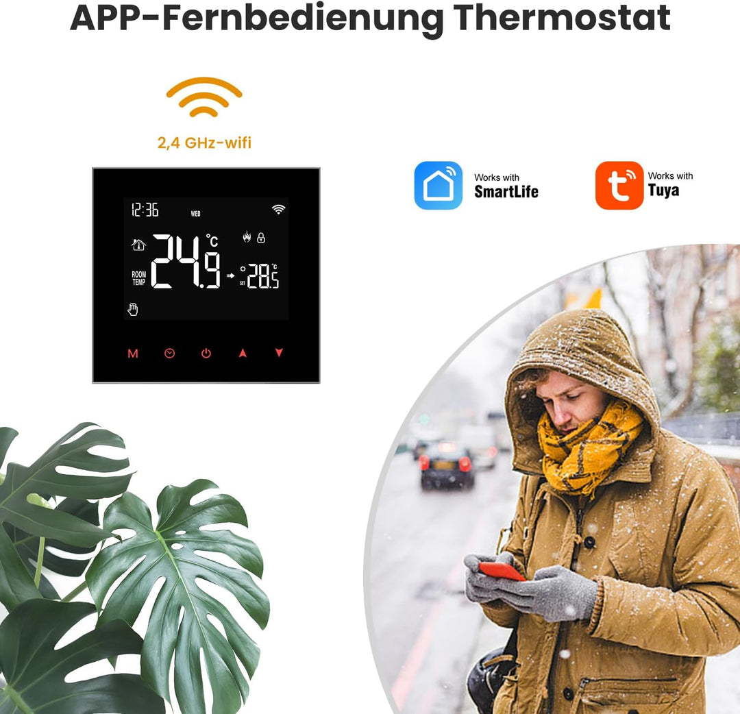 AVATTO Thermostat für Wasser-Fussbodenheizung Stellantrieb Smart WiFi Thermostat Programmierbar Raum