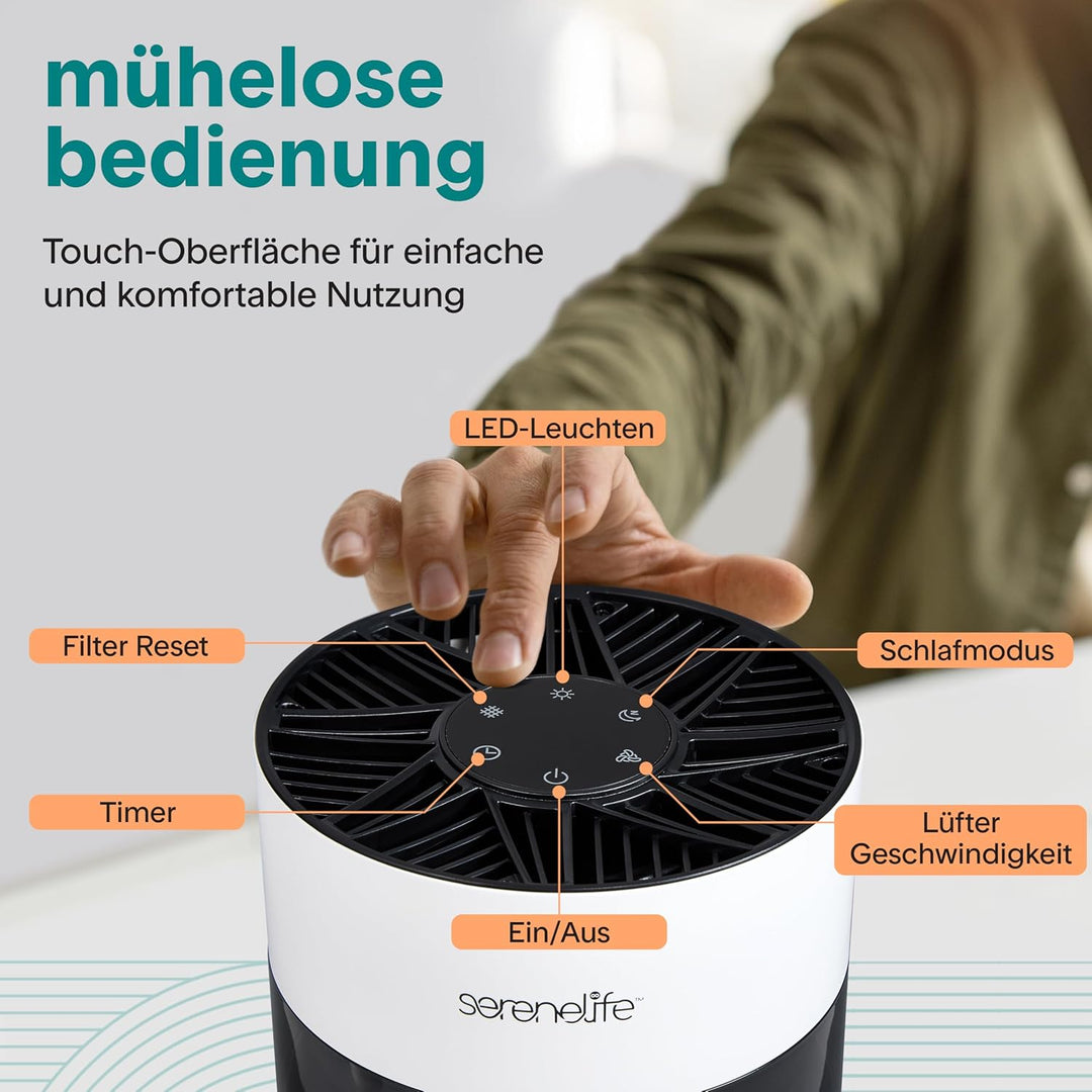 SereneLife Luftreiniger- mit HEPA 13 Filter für Zuhause Schlafzimmer, Luftfilter Allergiker mit Arom