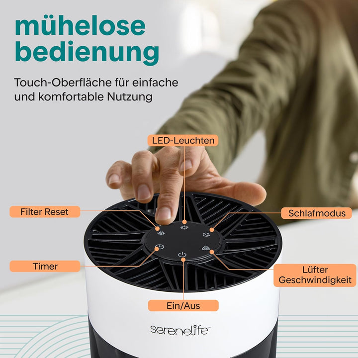 SereneLife Luftreiniger- mit HEPA 13 Filter für Zuhause Schlafzimmer, Luftfilter Allergiker mit Arom