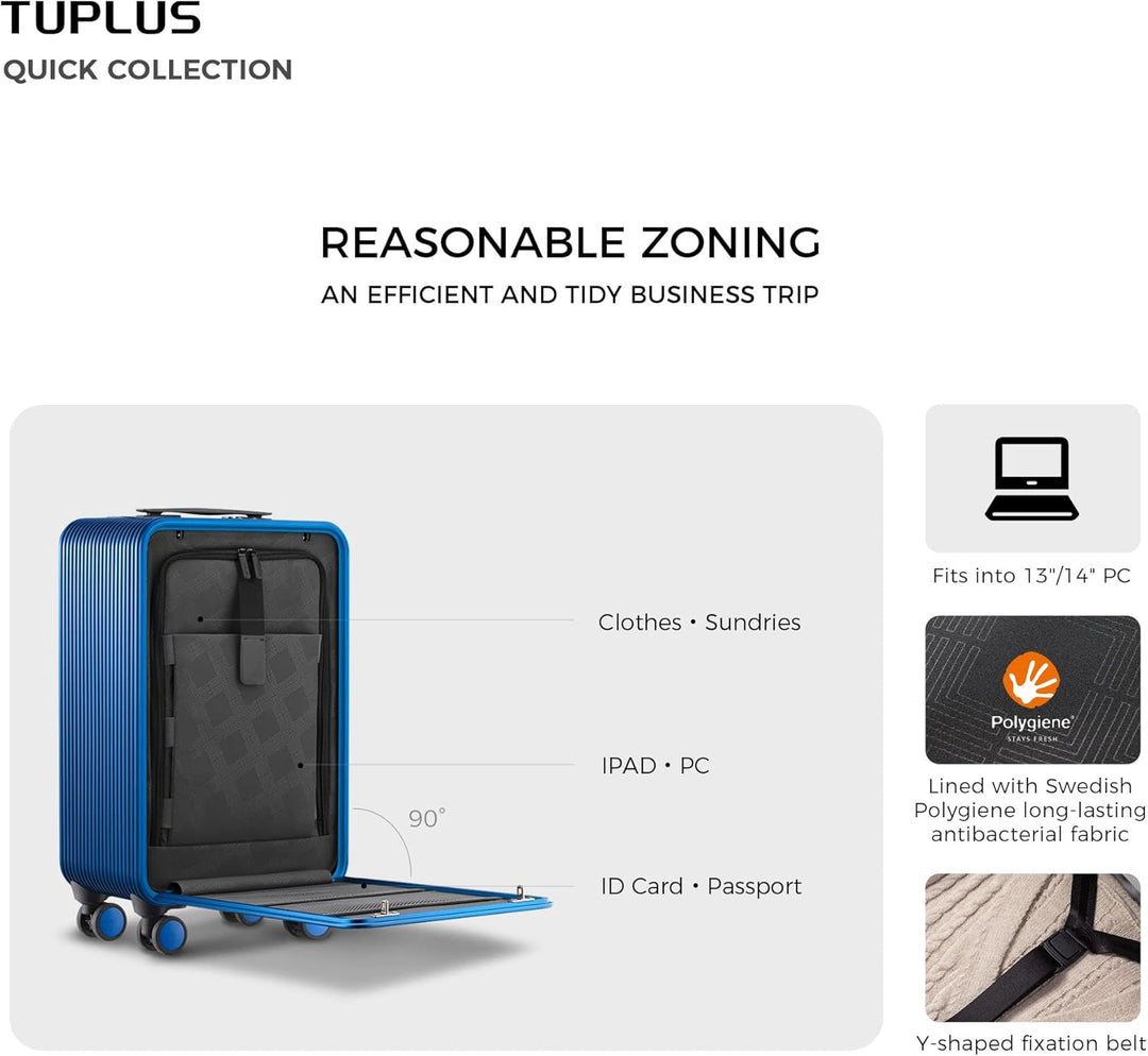 TUPLUS Koffer Aluminium Trolley Rollkoffer mit 4 Rollen Reisekoffer Handgepäck Hartschalenkoffer mit