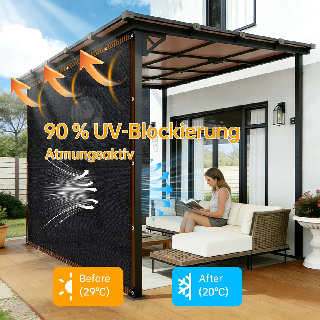 Sonnensegel-Rechteckig FüR Balkon,Schattennetz GewäChshaus Blockieren Sie Effektiv Sonnenlicht Und U