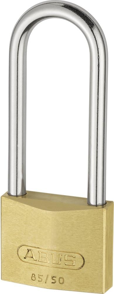 ABUS Vorhängeschloss Messing 85/50HB80 gl.-1672 - gleichschliessend und mit hohem Bügel - für Keller
